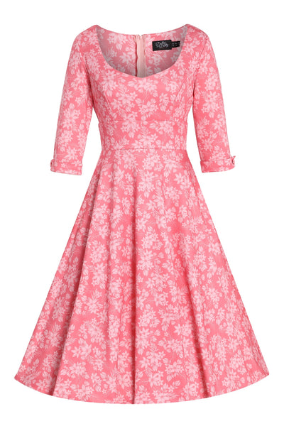 Front view of Pink Floral Garden Circle Dress