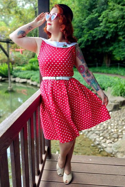 Polka Dot Vintage Dress in Red