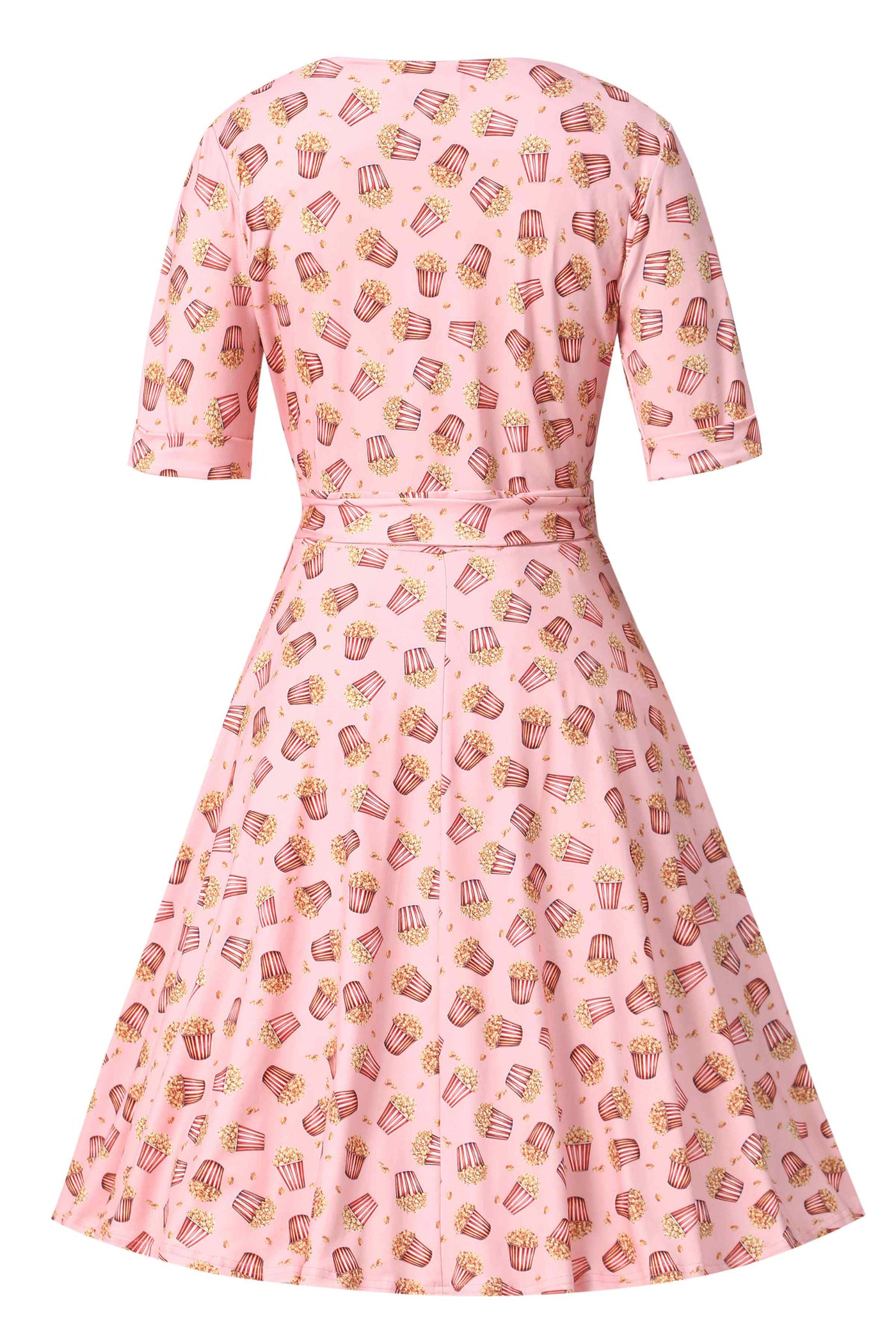Back view of Popcorn Wrap Dress In Light Pink