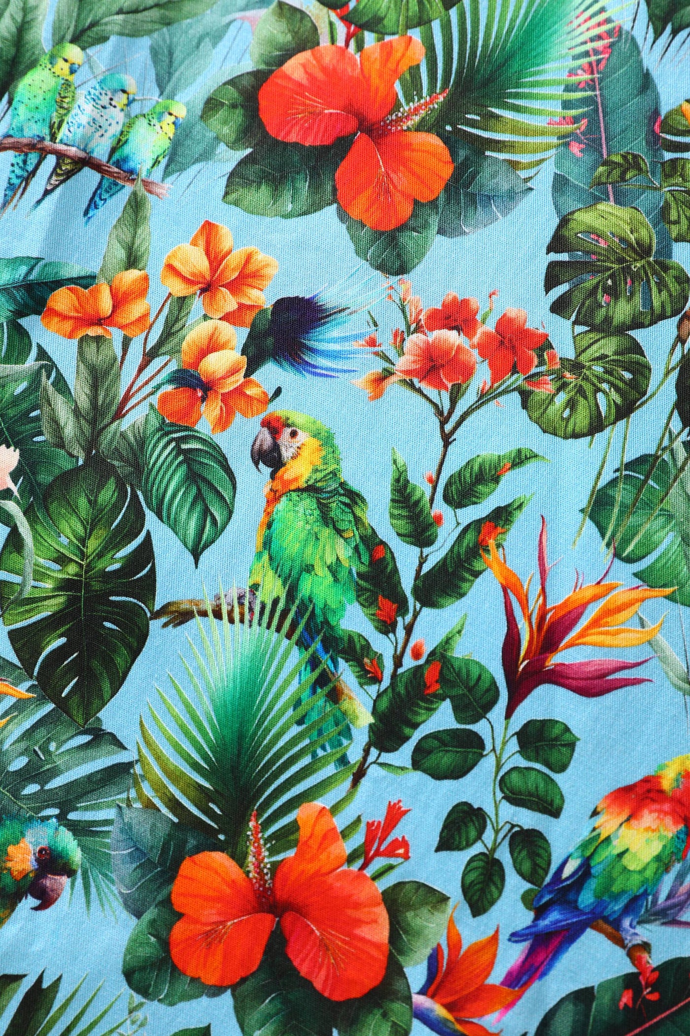 Tropical Parrot Shirt Dress In Cotton | Vibrant Summer Style