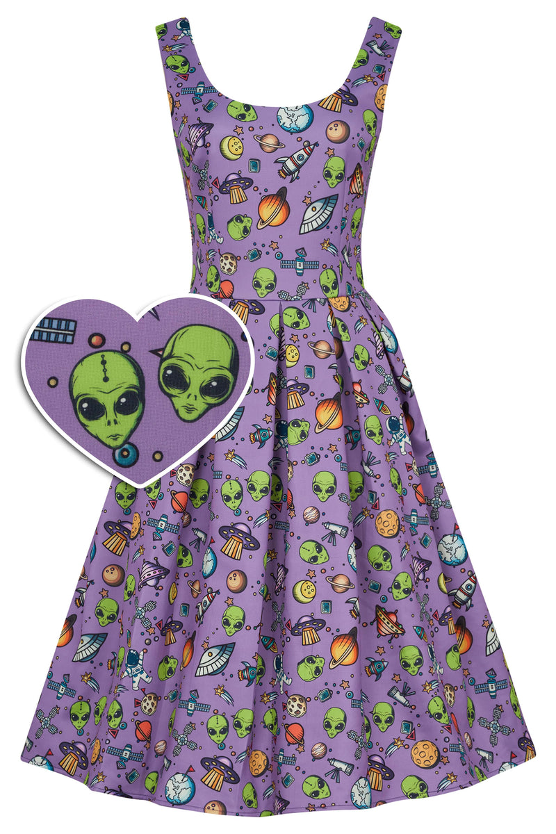 Purple UFO & Alien Swing Dress