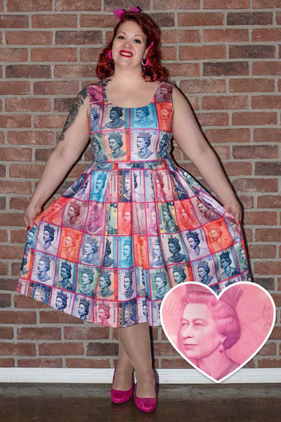 A lady wearing a Queen Elizabeth II Flared Dress