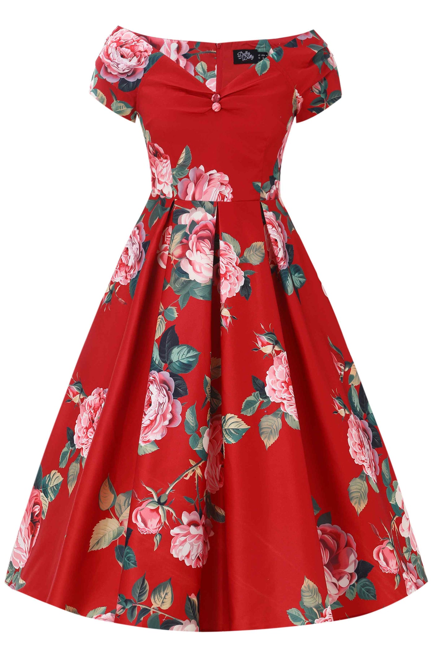 Front view of Lily Red Rose Off Shoulder Midi Dress