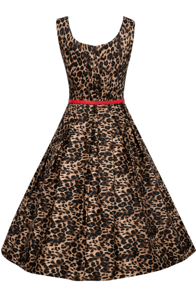 Retro Swing Dress in Brown Leopard Animal Print