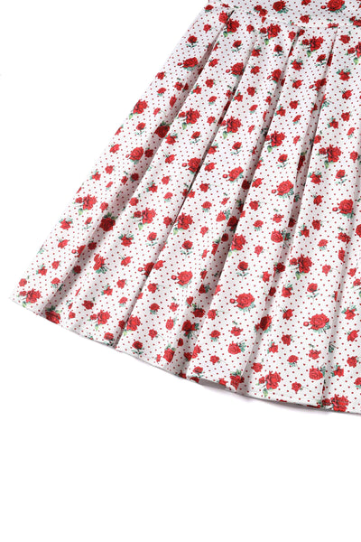Retro White Rose Swing Dress