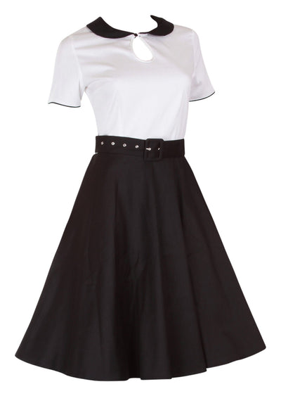 Retro 50's Style Swing Dress in Black-White