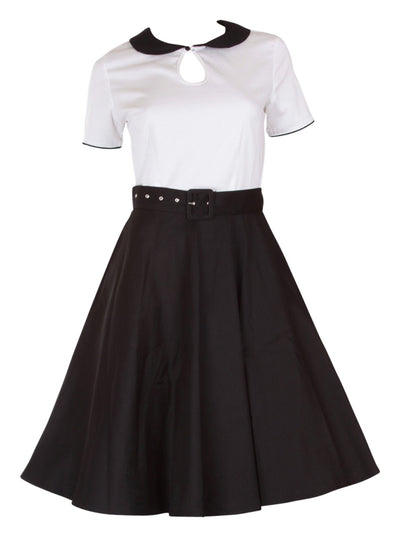 Retro 50's Style Swing Dress in Black-White
