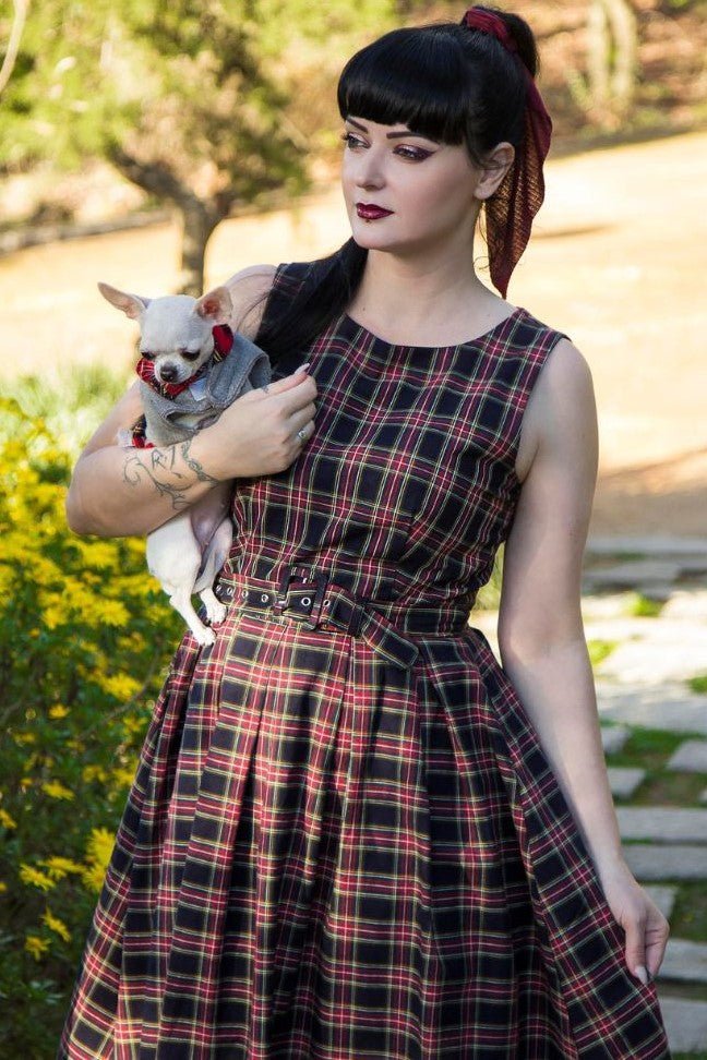 Retro 1950s Check Swing Dress in Black/Red Retro 1950s Check Swing Dress in Black/Red