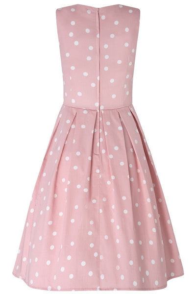  Retro Polka Dot Dress in Pale Pink & White