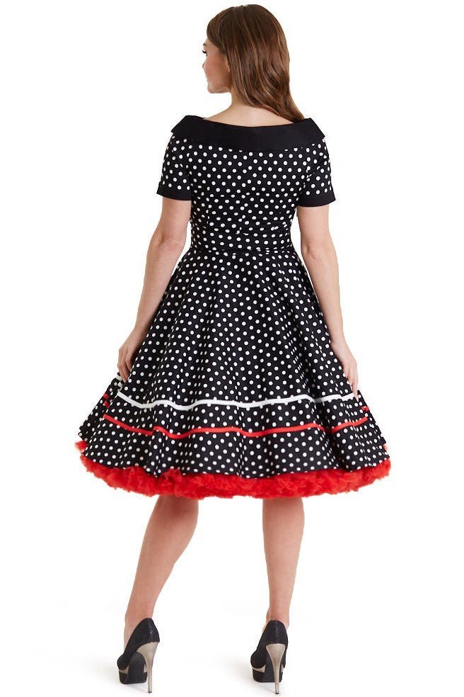 Woman's Retro Swing Dress in Black-White Polka Dots