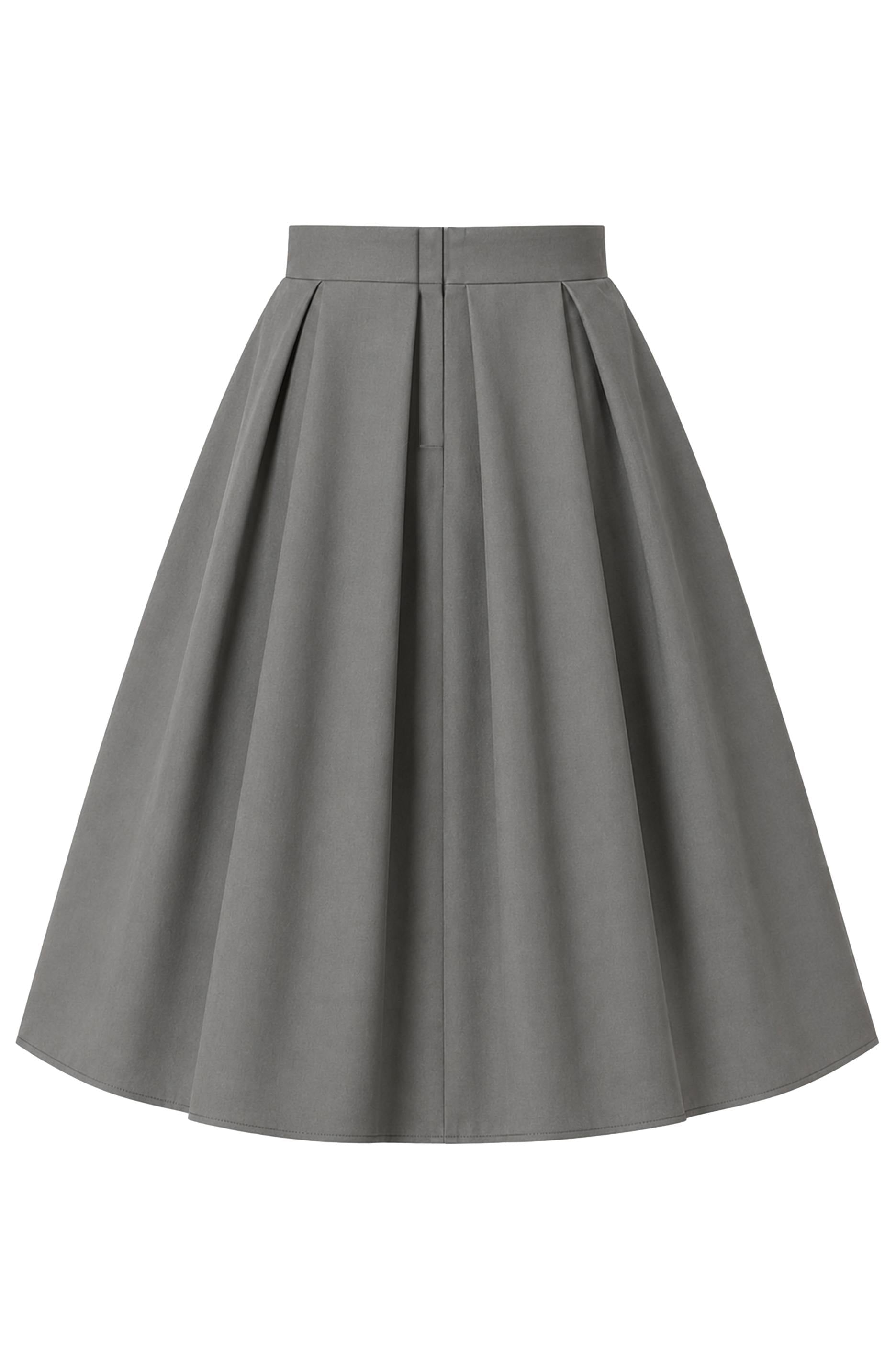 Grey Pleated Midi Skirt | Vintage Swing Skirt