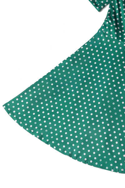 Stylish & Casual Green Polka Dot Wrap Dress for Every Occasion skirt part