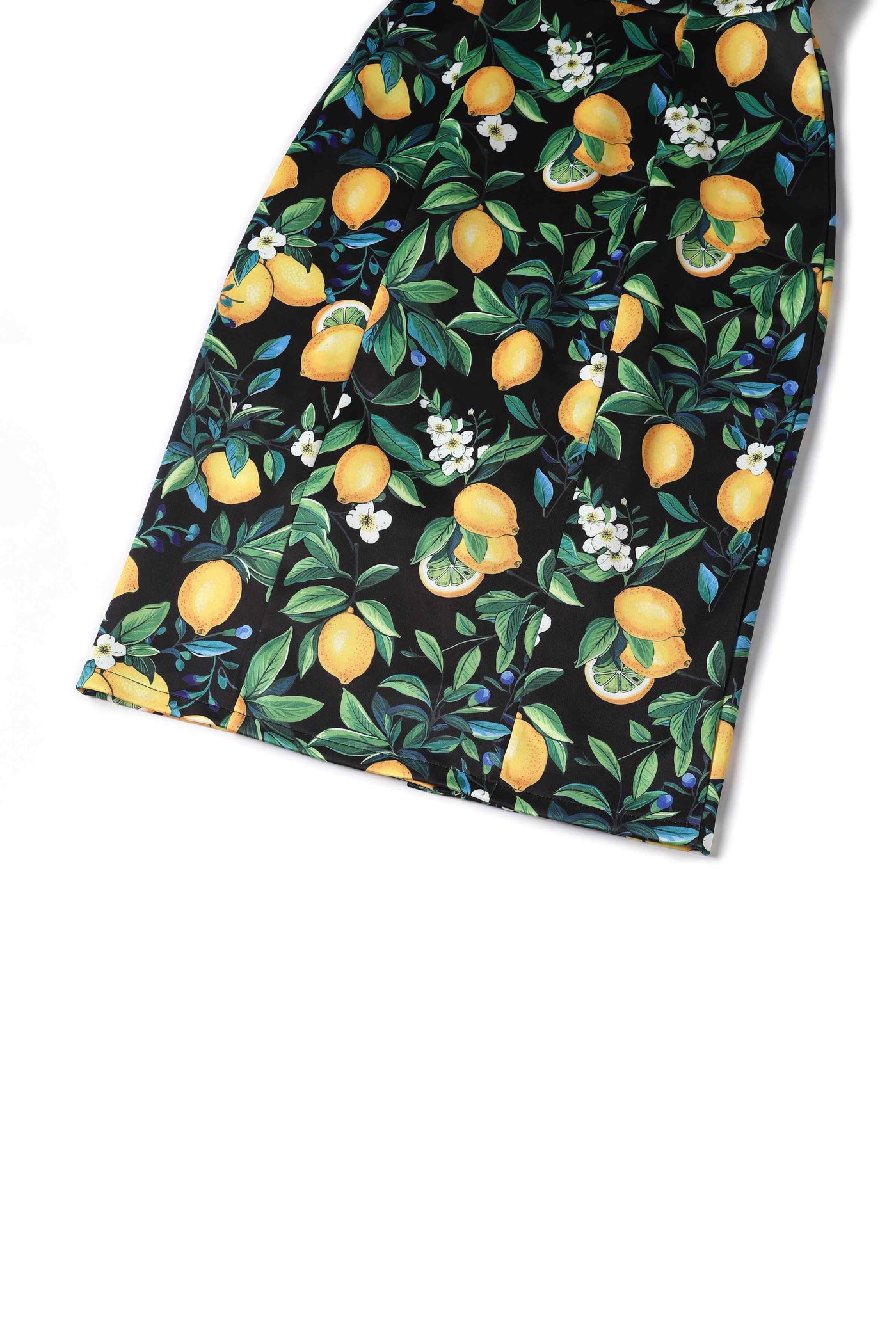 Close up view of Summer Lemon Fitted Off Shoulder Dress