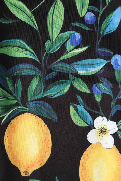 Close up view of Summer Lemon Fitted Off Shoulder Dress