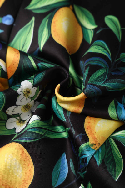 Close up view of Summer Lemon Fitted Off Shoulder Dress