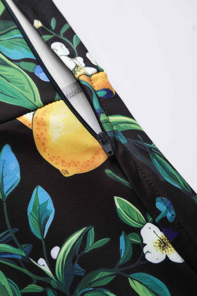 Close up view of Summer Lemon Fitted Off Shoulder Dress