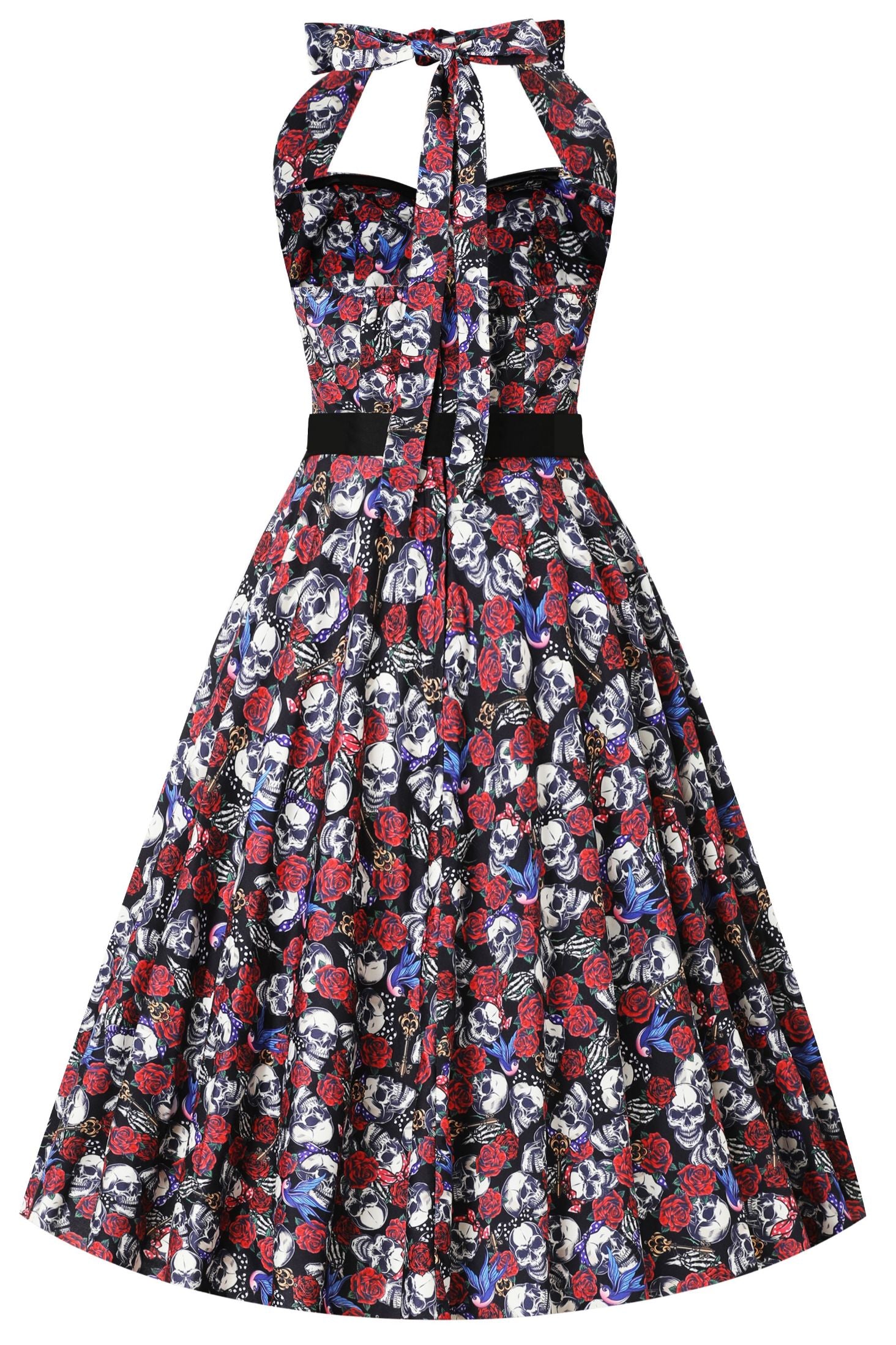 Daisy Rockabilly Pinup Girl Skull Halter Dress | Dress With Pockets