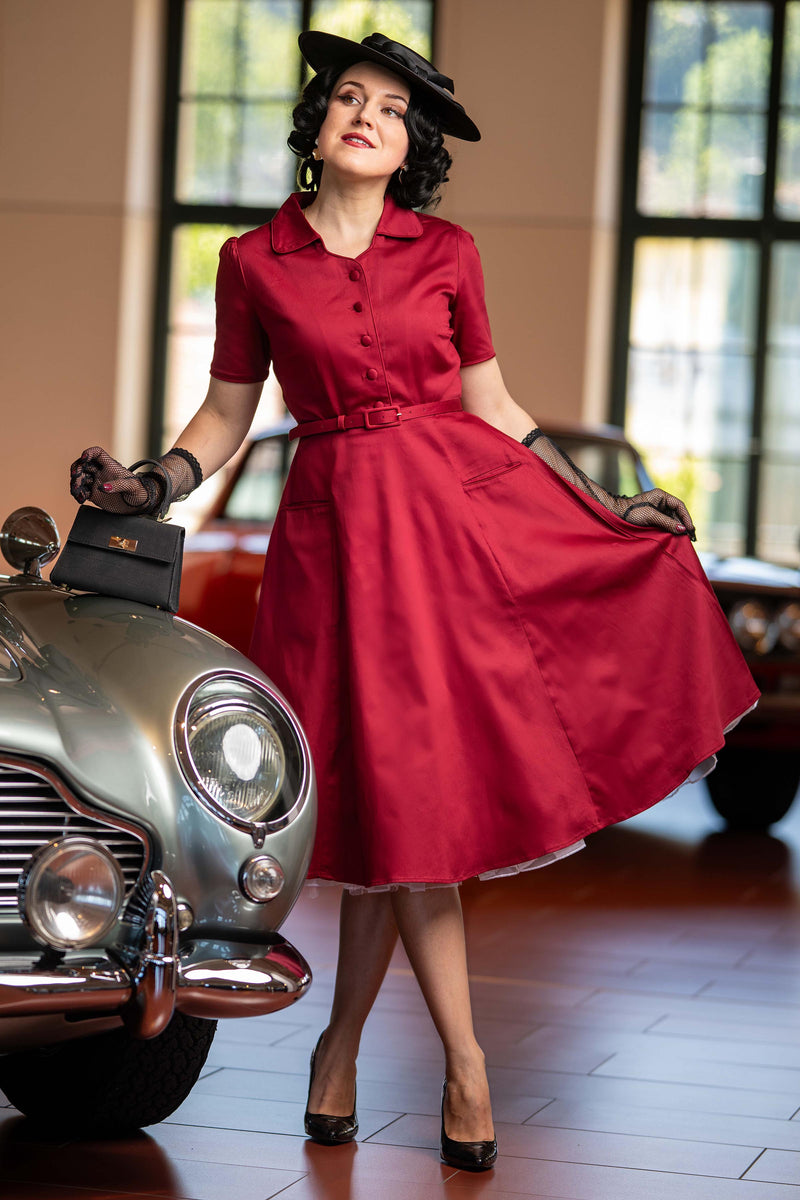 Mabel Burgundy Shirt Dress