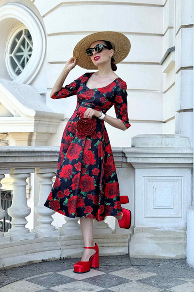 Scarlette Red Rose Formal Dress in Black