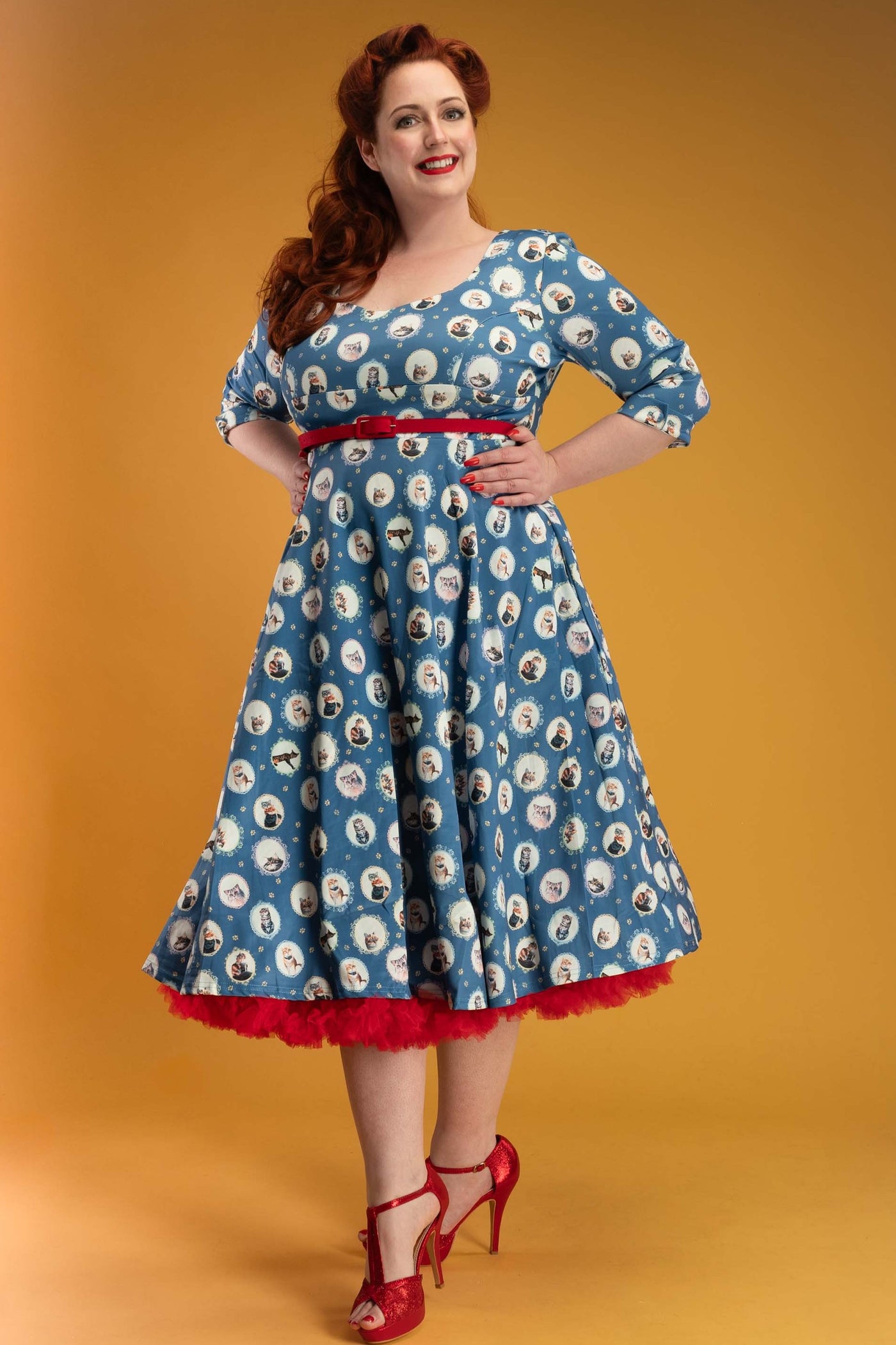 A model in Scarlette Cat In The Mirror Dress