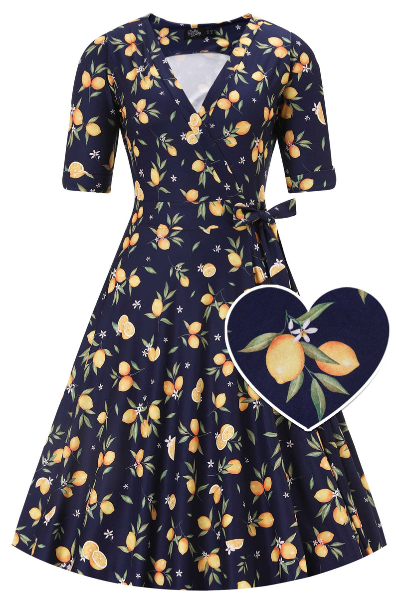 navy blue yellow dress Matilda Dark Lemon Wrap searchable:short sleeve Sol Maxi Dress in Child  Size:child-12