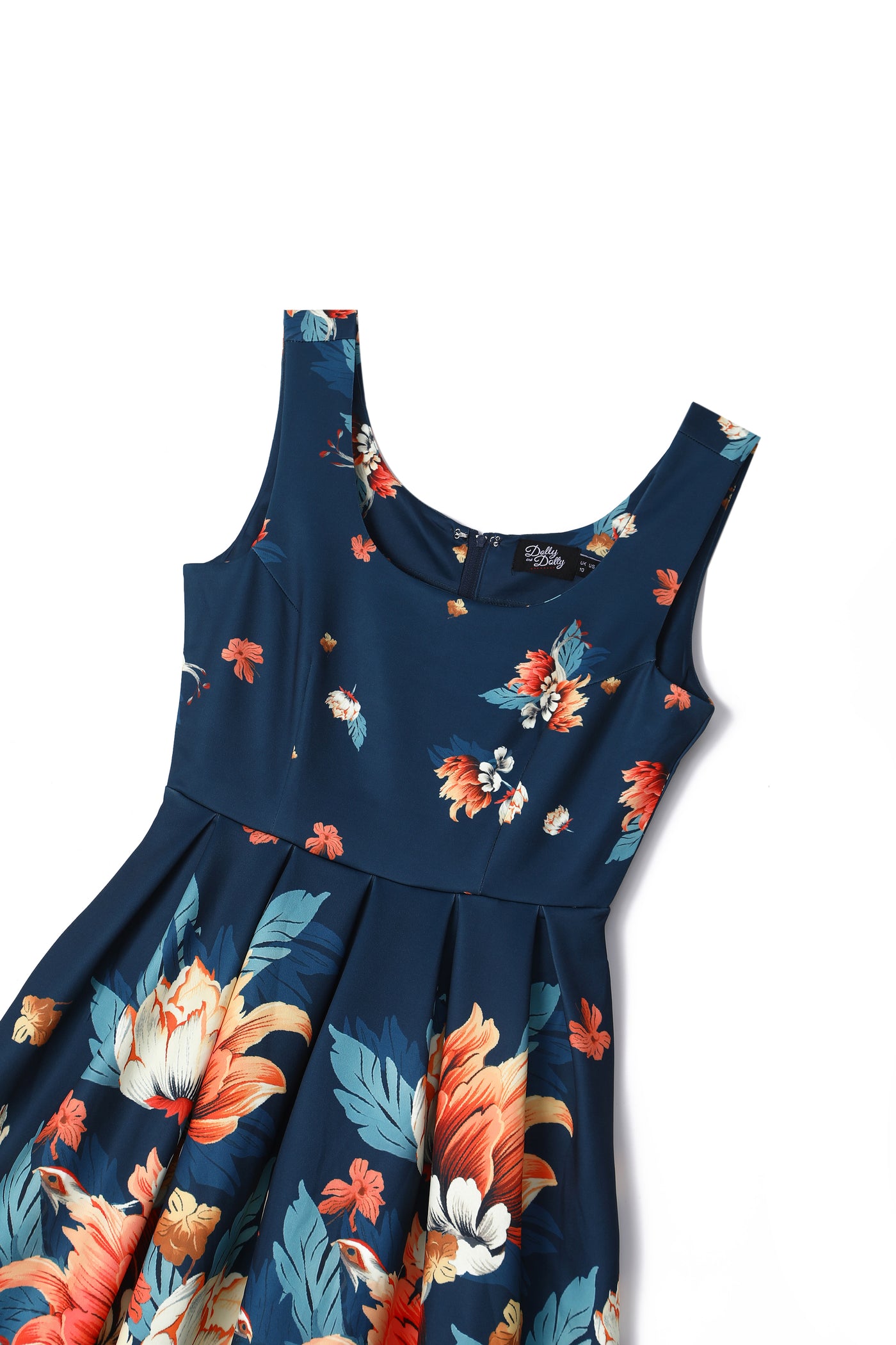 Amanda Dark Blue Flower Garden Swing Dress
