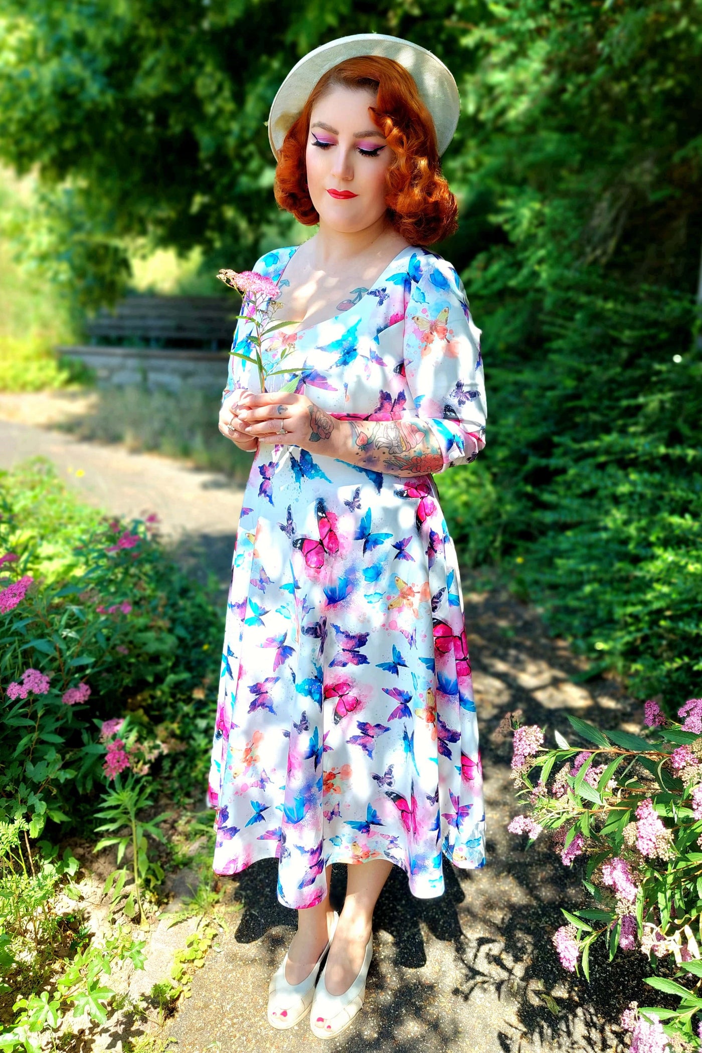 Scarlette White Sleeved Butterfly Midi Dress
