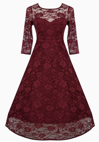 burgundy lace dress amazon Murci - Square Neck Long Sleeve Lace Mini Dress - Women - Nylon/Spandex