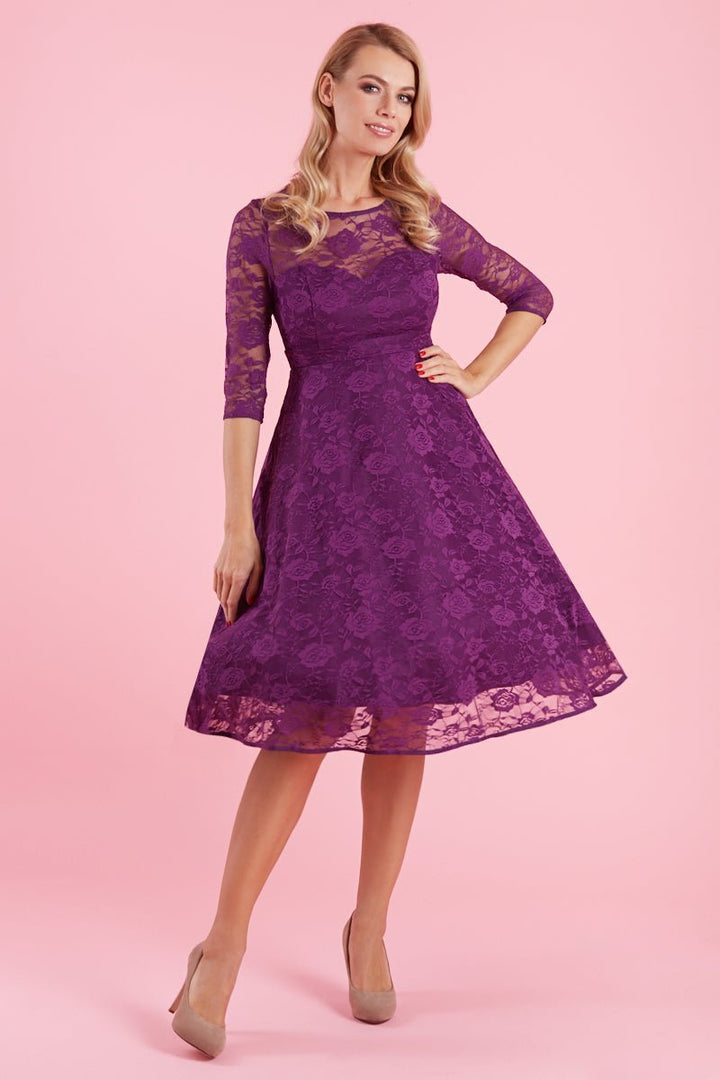 purple lace dress uk Tina Holly Couture TW024 Lilac Purple Corset Lace Glitter Mermaid Formal Dress Lilac / 4 AUS