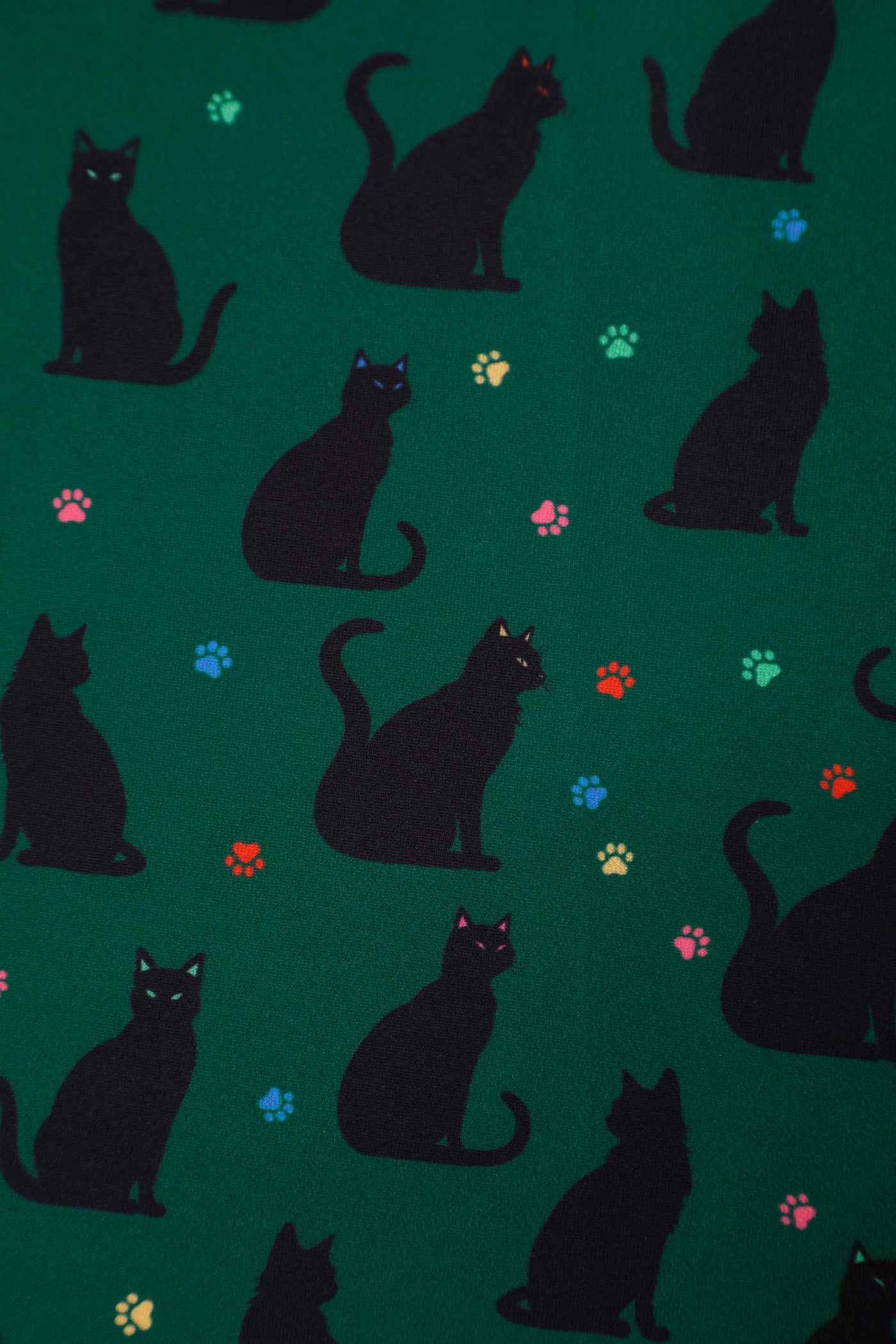 Pattern of Aisley Black Cat Pleated Midi Skirt In Green