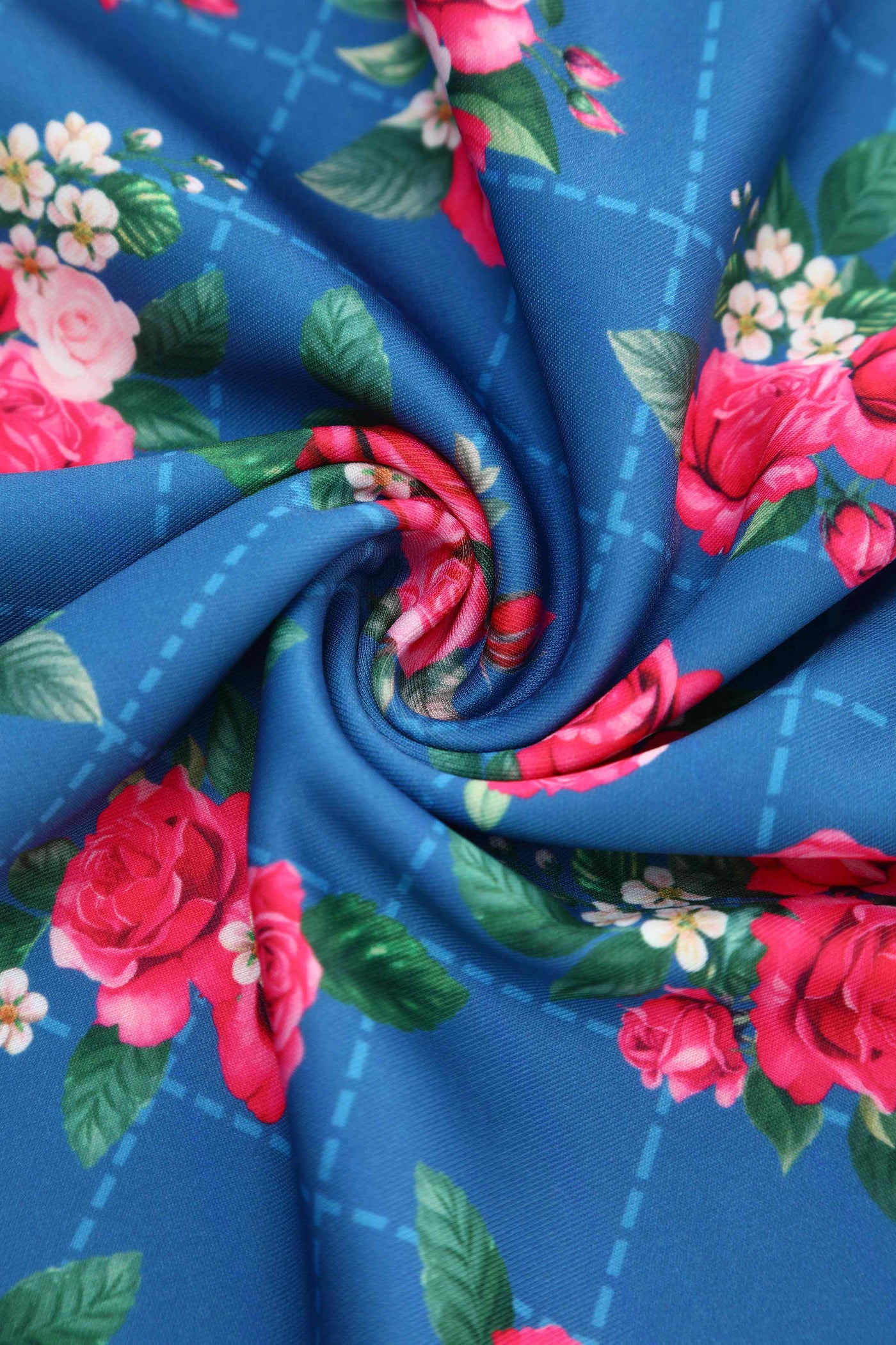Fabric of Aisley Blue Rose Pleated Midi Skirt