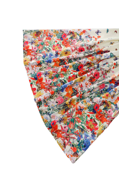 Close up view of Aisley Butterfly Garden Pleated Midi Skirt