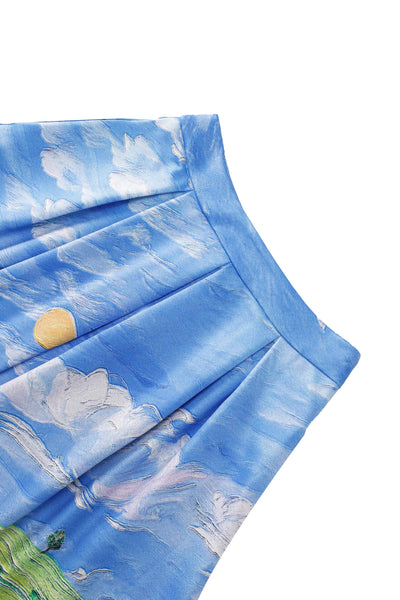 Waistband of Aisley Cat Adventure Pleated Midi Skirt