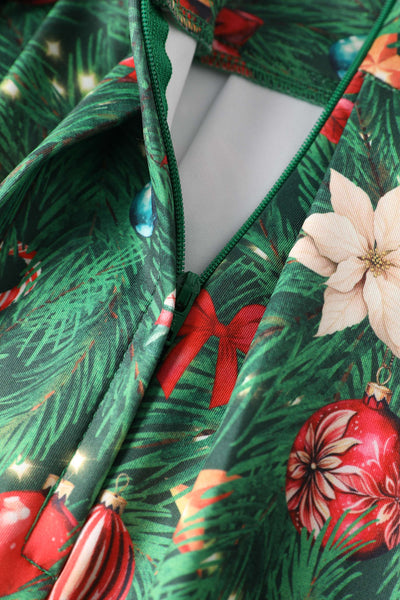 Zipper of Aisley Christmas Tree Midi Skirt