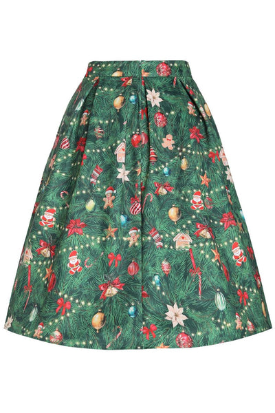 Back view of Aisley Christmas Tree Midi Skirt