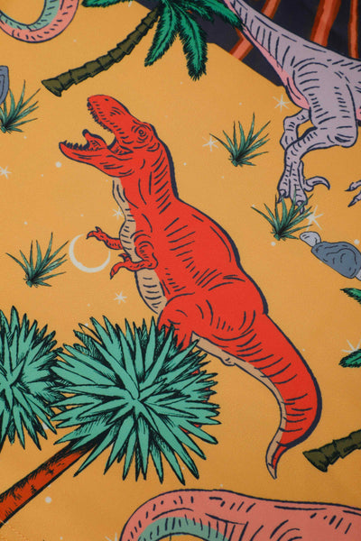 Pattern of Aisley Dinosaur Extinction Pleated Midi Skirt