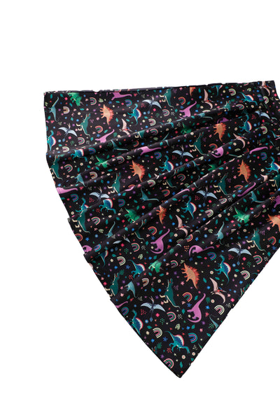 Close up view of Aisley Dinosaur Pleated Midi Skirt In Black