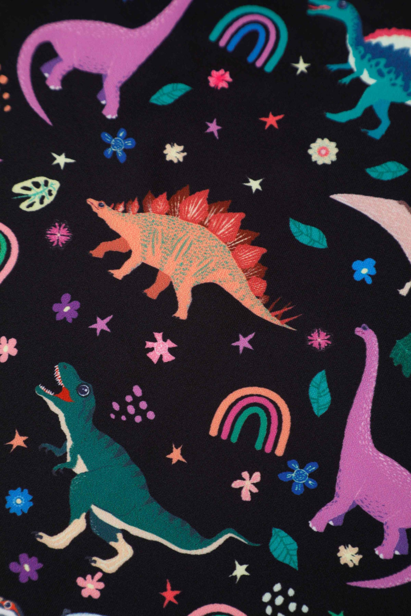 Pattern of Aisley Dinosaur Pleated Midi Skirt In Black