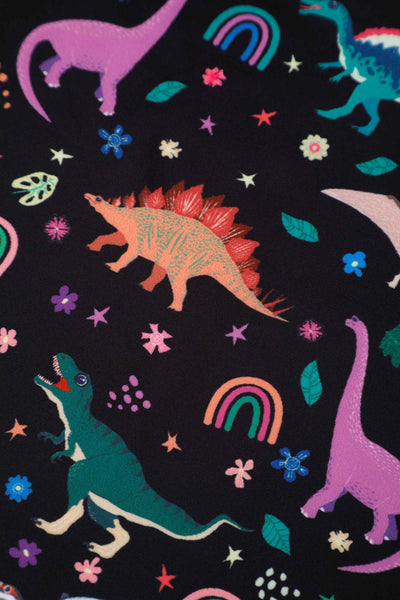 Pattern of Aisley Dinosaur Pleated Midi Skirt In Black