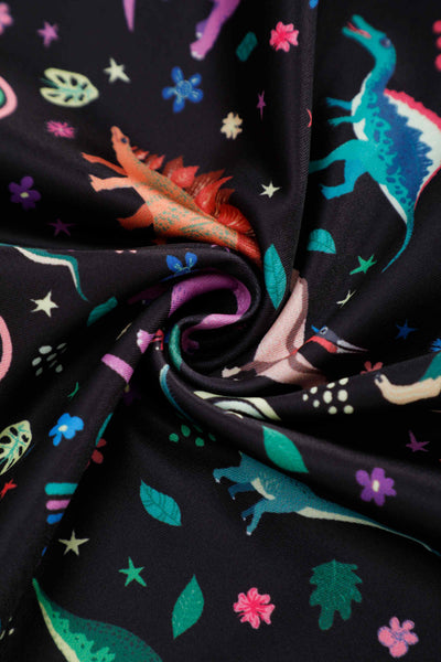 Fabric of Aisley Dinosaur Pleated Midi Skirt In Black