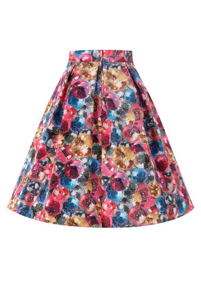Back view of Aisley Disco Ball Pleated Midi Skirt