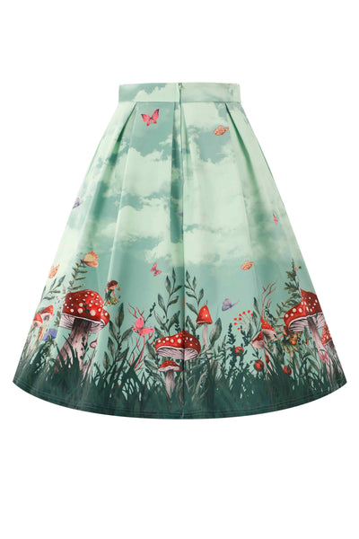 Back view of Aisley Fairy Land Pleated Midi Skirt