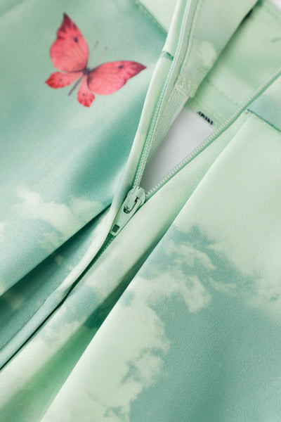 Zipper of Aisley Fairy Land Pleated Midi Skirt