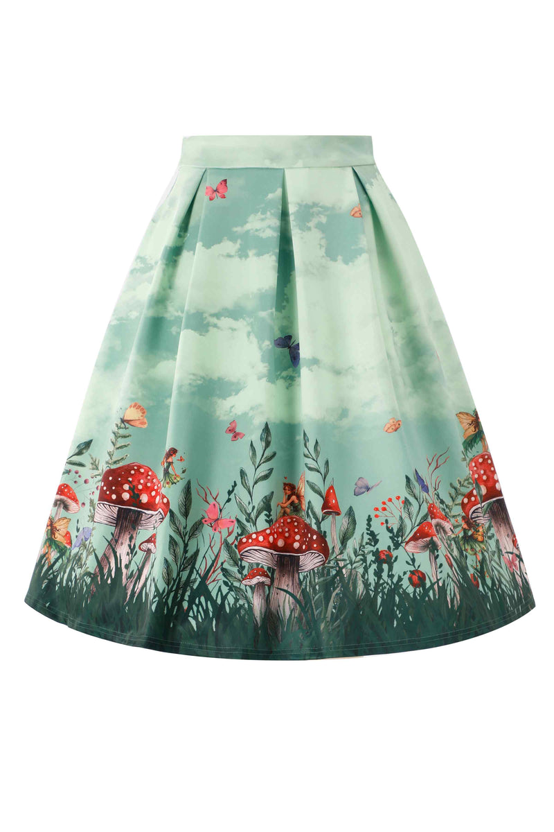 Front view of Aisley Fairy Land Pleated Midi Skirt
