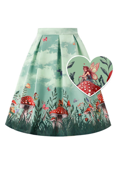 Front view of Aisley Fairy Land Pleated Midi Skirt