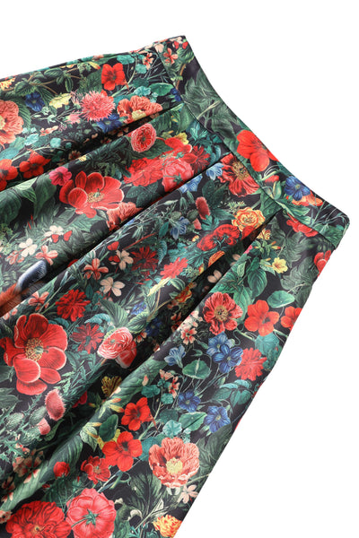 Close up view of Aisley Forest Fox Midi Skirt