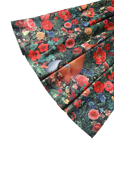 Close up view of Aisley Forest Fox Midi Skirt