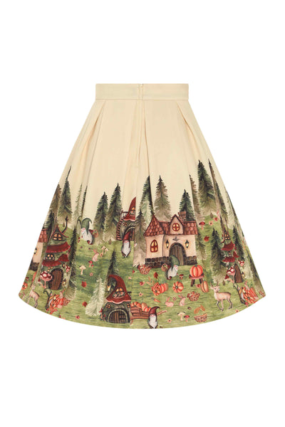 Back view of Aisley Gnome Ville Pleated Midi Skirt