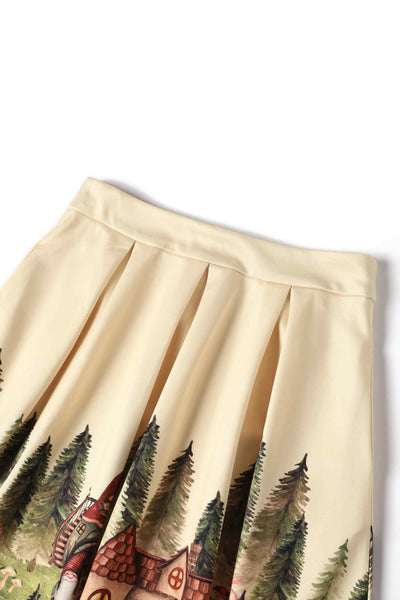 Waistband of Aisley Gnome Ville Pleated Midi Skirt