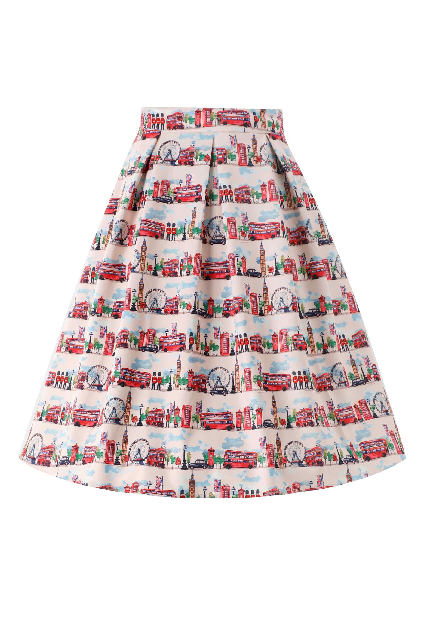 Front View of Aisley London Pleated Midi Skirt In White